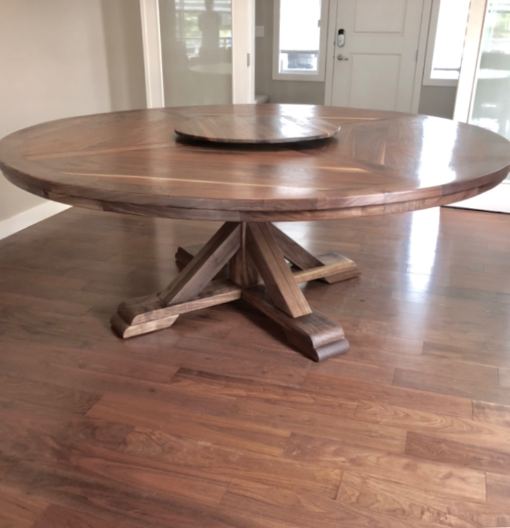 Black Walnut Barcelona Round Dining Table | CUNA Furniture Makers | Custom Furniture 