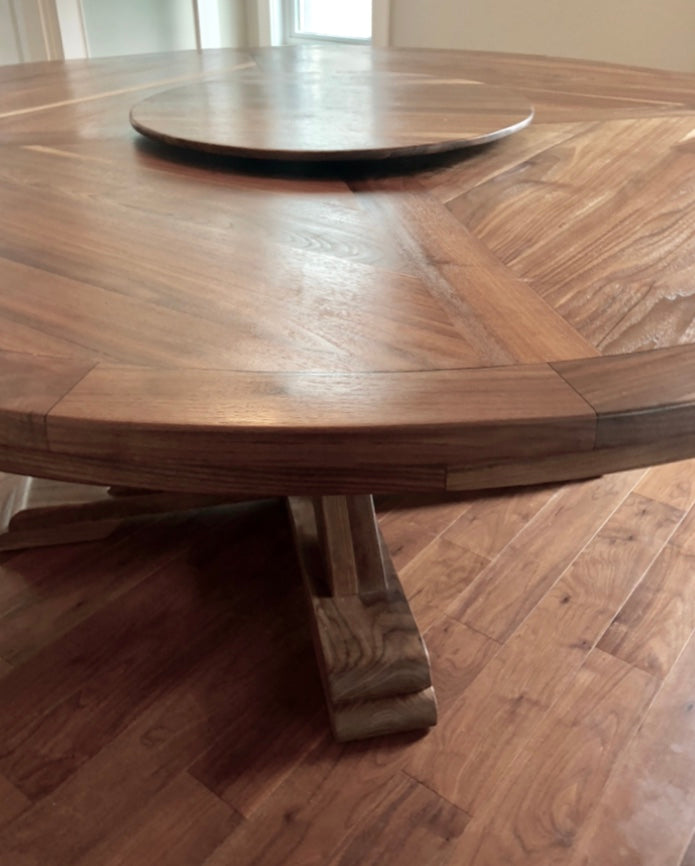 Black Walnut Barcelona Round Dining Table | CUNA Furniture Makers | Custom Furniture 