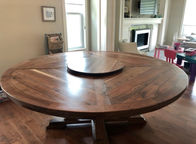 Black Walnut Barcelona Round Dining Table | CUNA Furniture Makers | Custom Furniture 