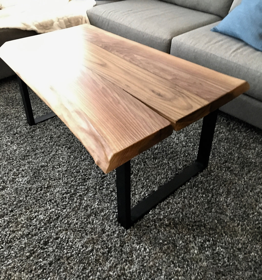 Canadian Black Walnut Coffee Table Metal U Legs | CUNA Mediterranean Concept