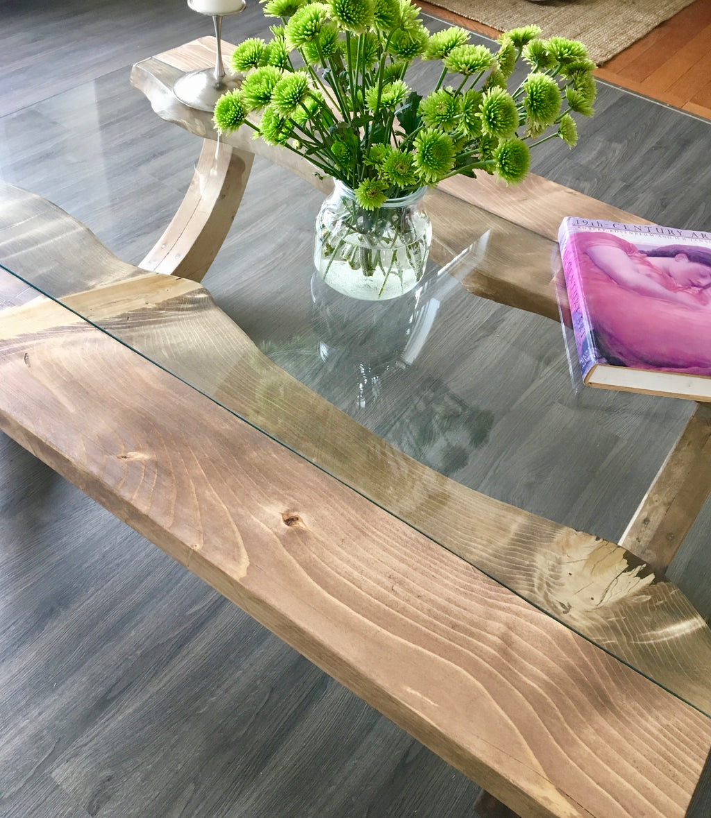 Gades Pine Coffee Table Glass Top | CUNA Furniture Makers