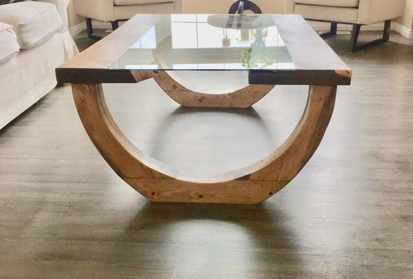 Gades Pine Coffee Table Glass Top | CUNA Furniture Makers