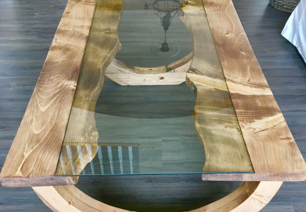 Gades Pine Coffee Table Glass Top | CUNA Furniture Makers